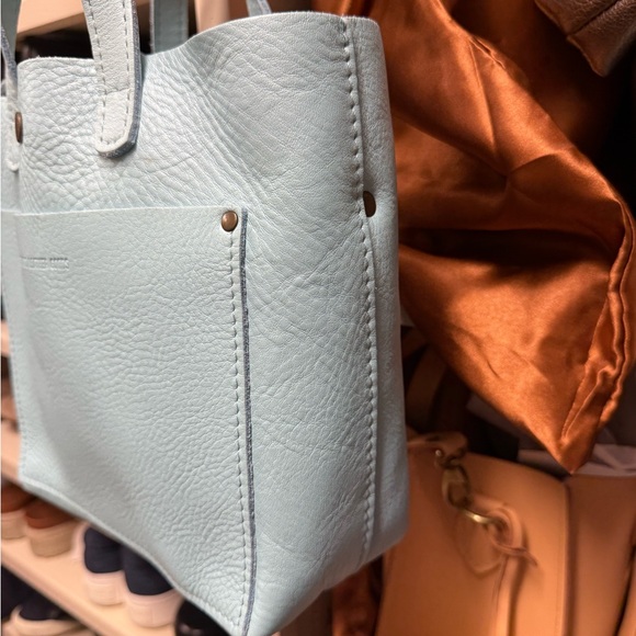 New Cabo Blue Portland Leather mini Snap crossbody Tote Bag - Picture 2 of 9